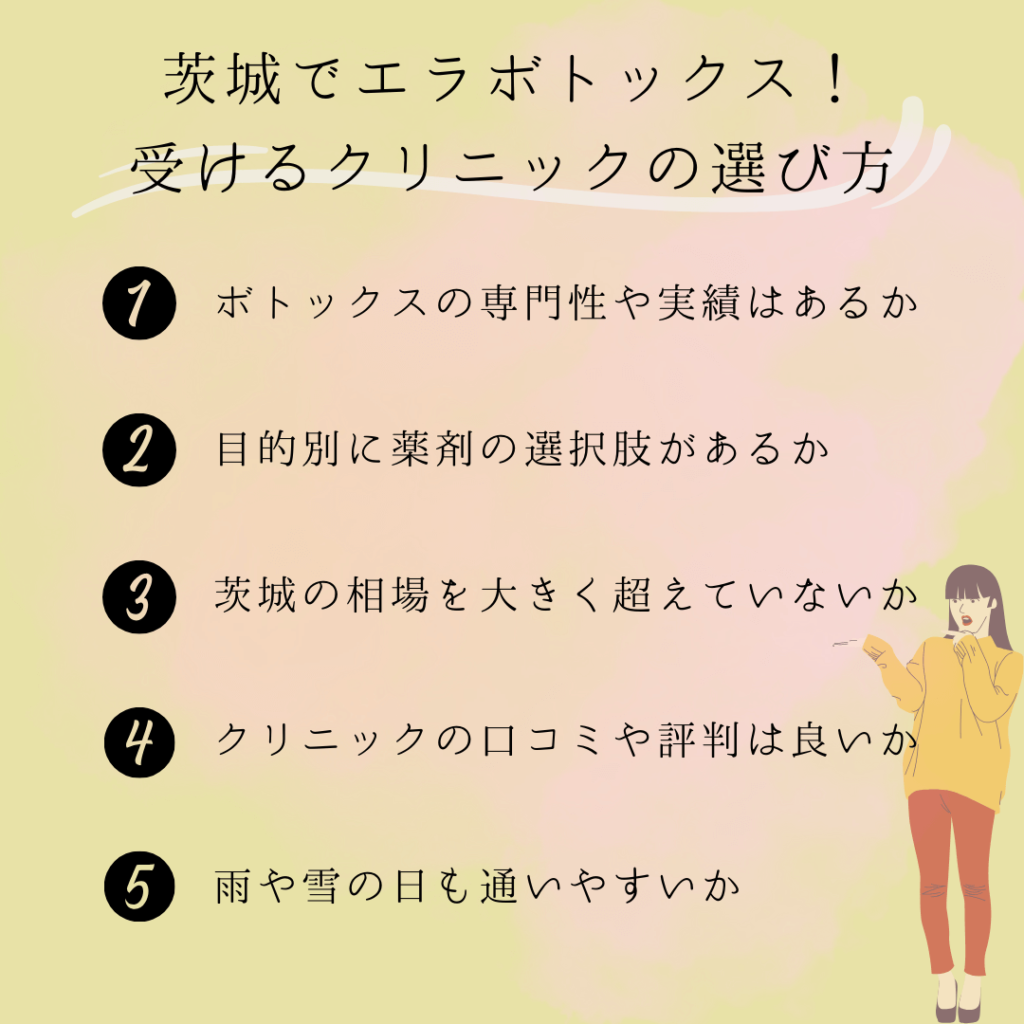 茨城でエラボトックス注射が人気で上手い先生がいるクリニックの選び方