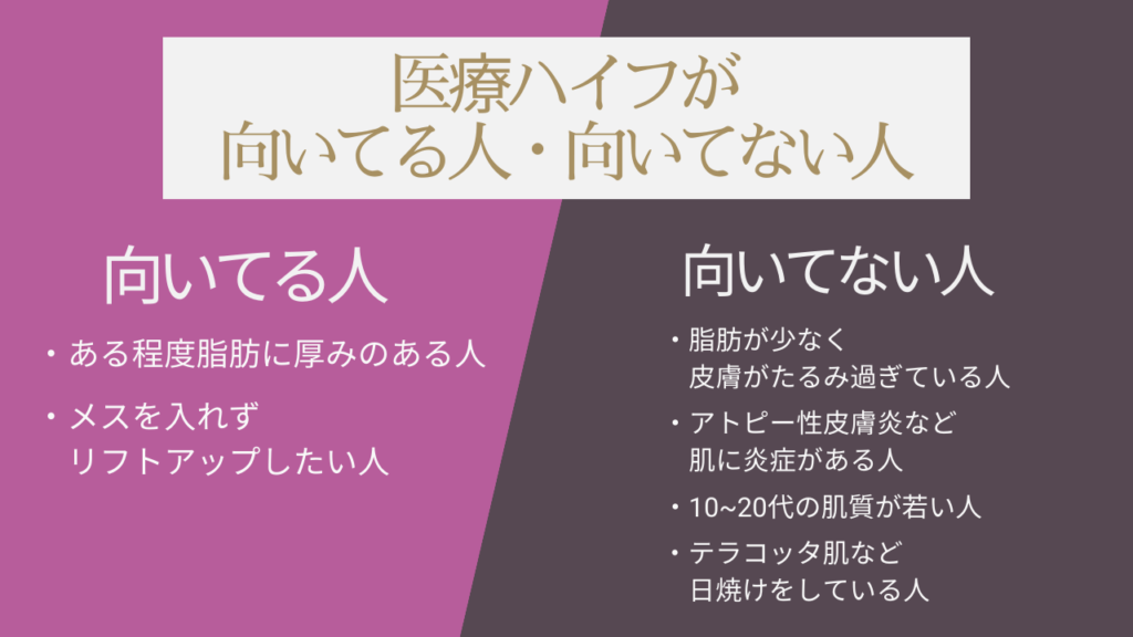 医療ハイフの施術に向いている人・不向きな人