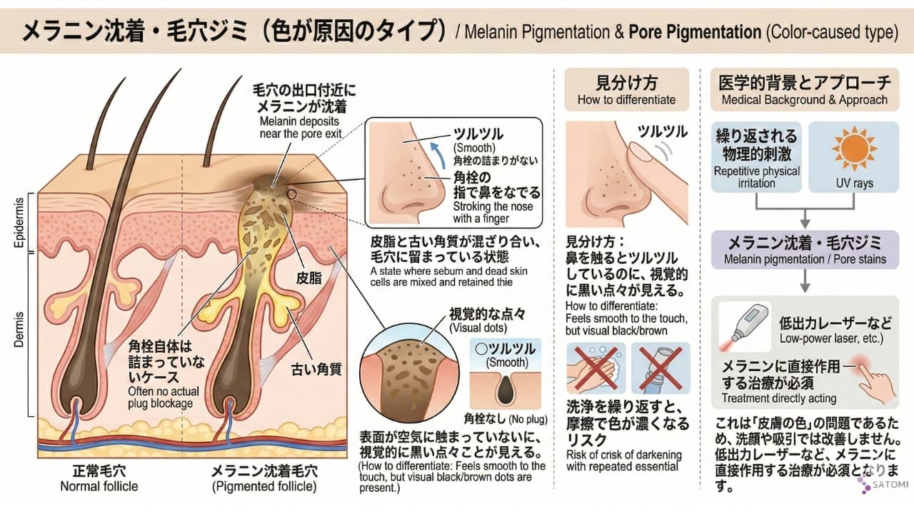 メラニン沈着·毛穴ジミ色が原因のタイプMelanin-Pigmentation-Pore-Pigmentation-Color-caused-type