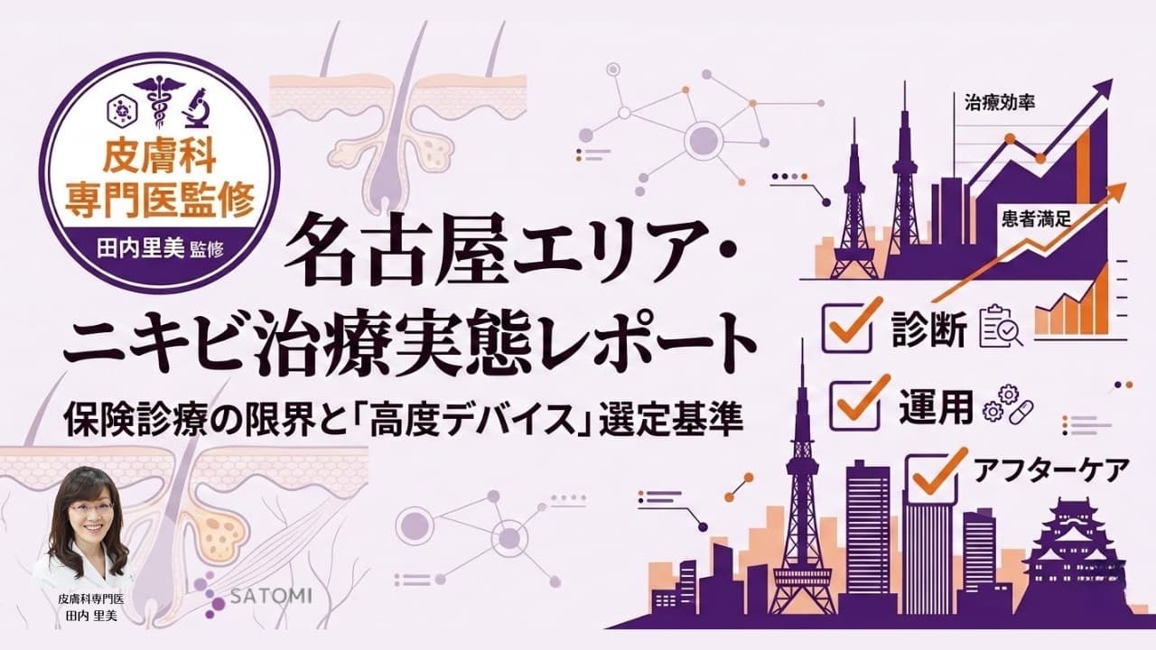 【皮膚科医分析】名古屋エリアのニキビ治療実態レポート｜保険診療の到達点と「重症化・瘢痕」を防ぐための高度デバイス選定基準